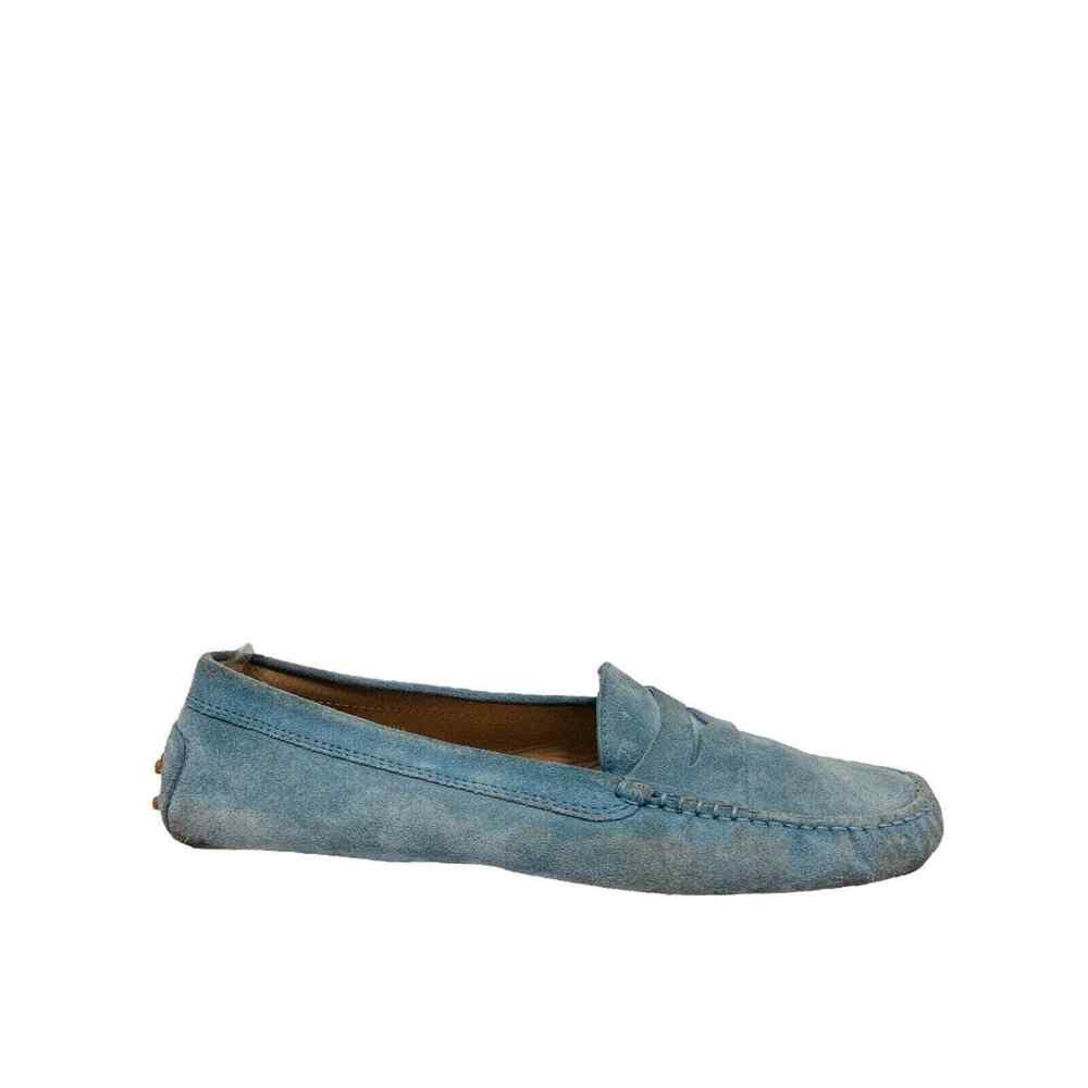 TODS Light Blue Suede Driver Casual Gommino Loafers Shoes Size 40.5 US 10.5